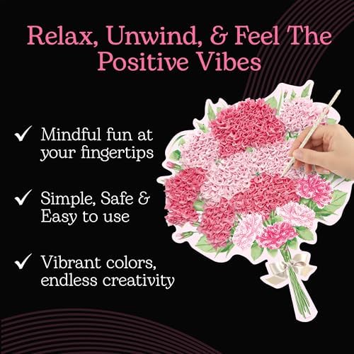 Unwynd Poke Art Carnations Flower Bouquet Kit for Adults, Women and Teens - Image 5