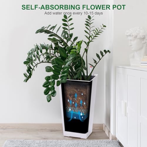 Garvee 22.5" Tall Planters Set of 2, Outdoor＆Indoor White Planter Pots - Image 7