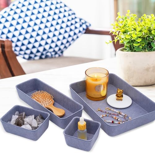 Welaxy Minimalist 8pc Felt Desk Drawer Organizer Glacier Gray Bins - Image 2