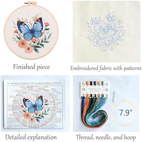 Silentsea Blue Butterfly Embroidery Kit for Adults - Image 2