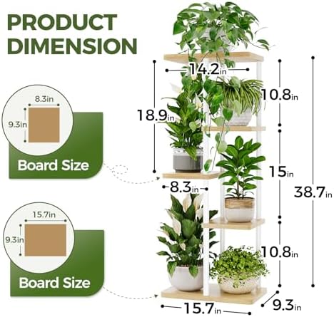 Bamworld Plant Stand 5 Tier Corner Shelf for Multiple Plants White - Image 4