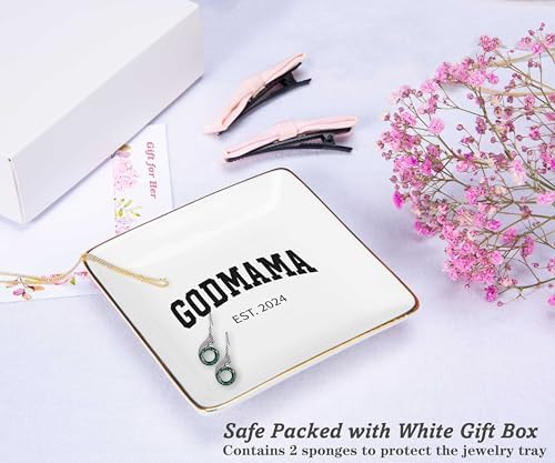NZY Godmother Appreciated Gift,Godmother 2024 Keepsake-Thank You Present from Godchild,Birthday Thanksgiving Christmas Gifts-Jewelry Tray Trinket Holder Ring Dish - Image 2
