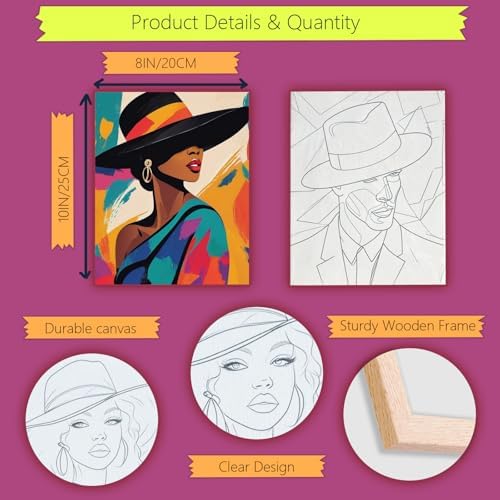 2 Pcs Sip and Paint Kit for Adults Couples – Date Night Painting Set with Pre-Drawn Canvases, Paints, Brushes, and Easels – (Chic Couple) - Image 2
