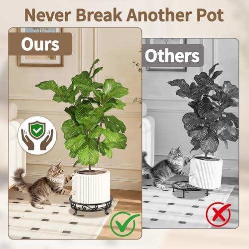 LASZOLA Plant Pot Stand Flower Holder for Outdoor Indoor Corner, 2Pcs Black - Image 5