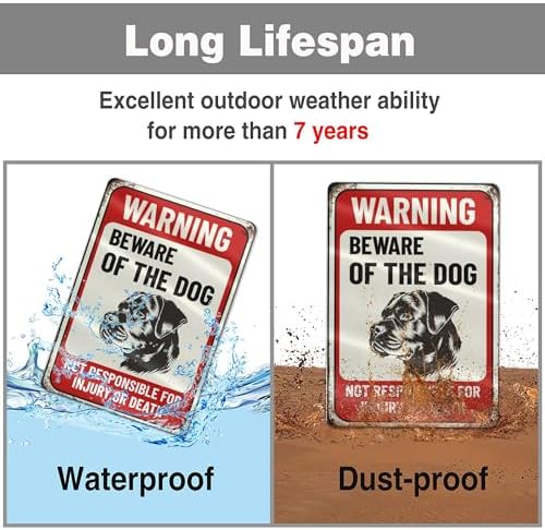 Beware Of Dog Sign Rottweiler Warning Sign Aluminum Metal Tin Signs Outdoor Yard Sign Warning Sign For Fence Yard Home Kitchen Farm Garden Wall Decor 8x12 Inches - Image 3