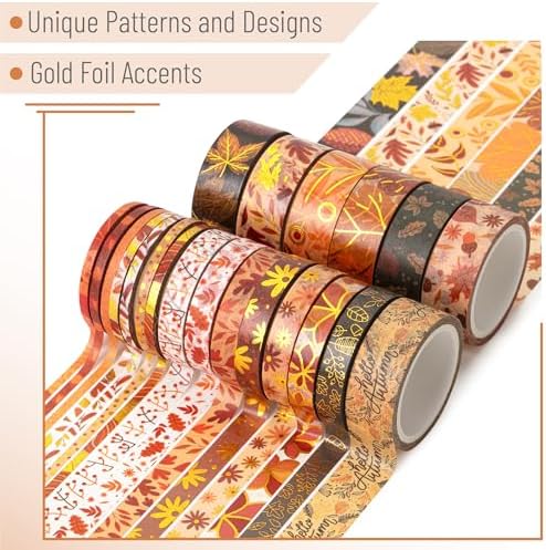 Mr. Pen- Washi Tape Set, 21 Rolls, Assorted Sizes, Autumn Leaves - Image 3