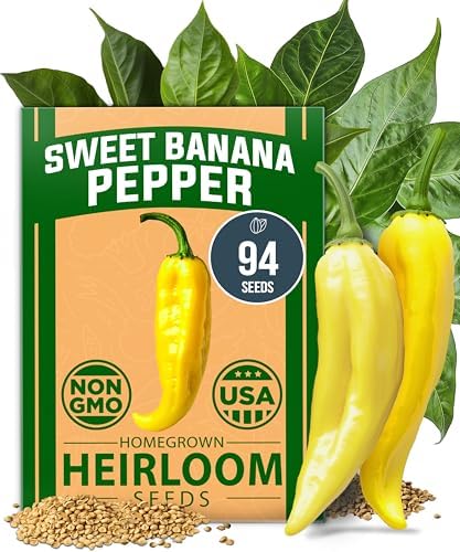 HOME GROWN Banana Pepper Seeds, 94+ Seeds, Capsicum annuum by HOMEGROWN
