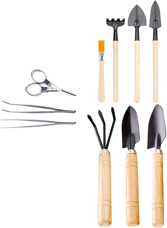 Kisangel 10Pcs Bonsai Gardening Tool Mini Succulent Planting Kit Hand Transplanting Accessories for Indoor Garden Care