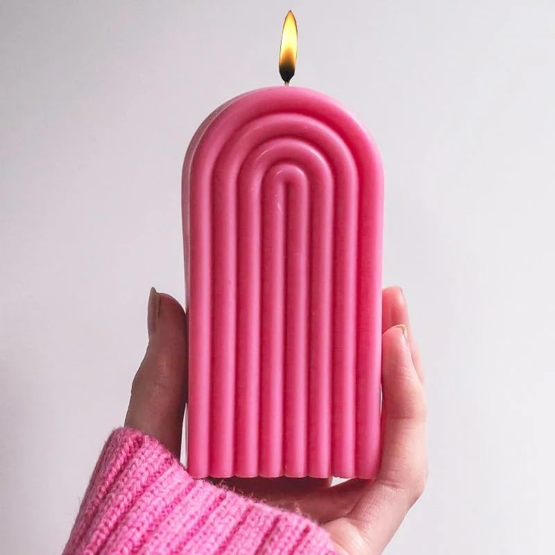 Candle Molds - Silicone Mold for Candles Making, DIY 3D Moulds for Soy Wax, Beeswax, Scented Candle, Valentine's Day Gifts (Wave Geometric Pillar) by SlowlyTalk