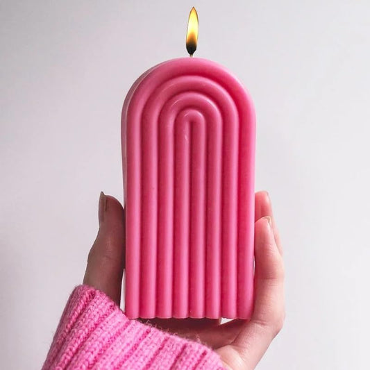 Candle Molds - Silicone Mold for Candles Making, DIY 3D Moulds for Soy Wax, Beeswax, Scented Candle, Valentine's Day Gifts (Wave Geometric Pillar) by SlowlyTalk