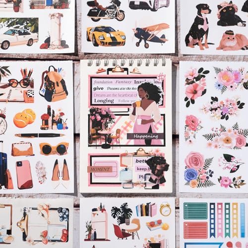 YagCu Journaling Sticker, Black Women Scrapbook Stickers, Junk Journal Supplies, Pre-Cut Aesthetic Scrapbooking for Adults, Collage Decorative Ephemera Bullet Planner DIY Arts - Image 3