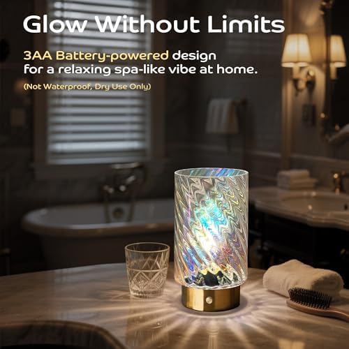 LUSHARBOR Battery Operated Table Lamp with Timer, Stepless Dimming Bedside Lamp Battery Powered Cordless Lamp for Home Decor Entryway/Living Room/Coffee Table/Shelf Transparent - Image 5