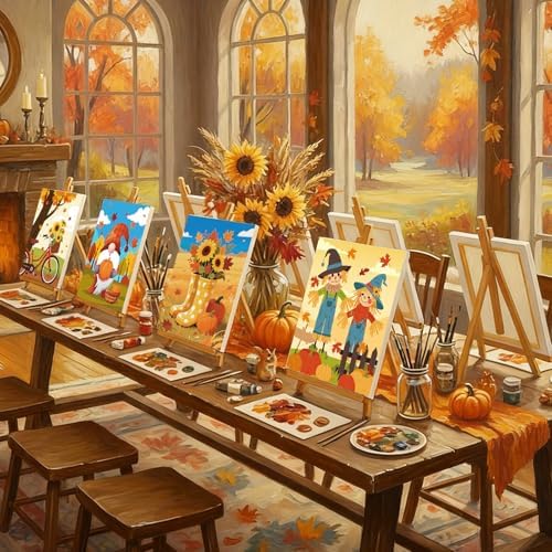 Sherr 12 Pcs Pre Drawn Canvas for Adults,Autumn Harvest,8 x 10 Inch - Image 2