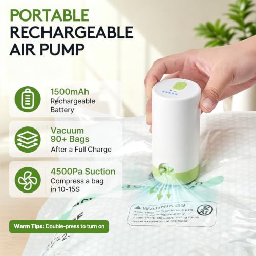 15 Packs Vacuum Bags for Travel with Rechargeable Pump, 3 Sizes Heavy Duty Vacuum Seal Bags for Clothing, Compression Vacuum Travel Bags for Luggage, Vacuum Packing Bags for Closet Organization - Image 2