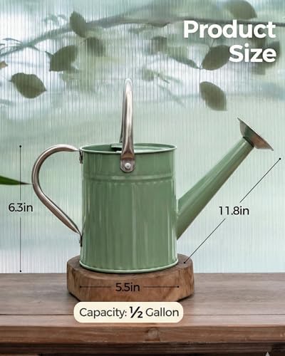 Bamworld Metal Watering Can for Indoor Outdoor Plant 1/2 Gallon Green - Image 4