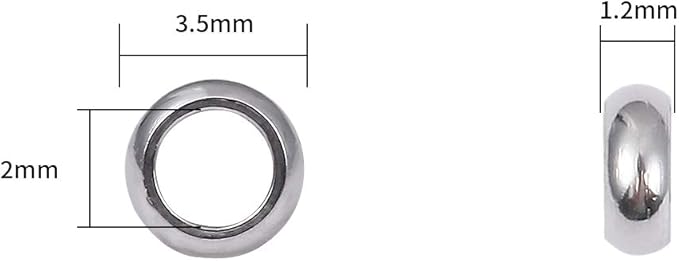 Stainless Steel Spacer Beads 3.5x1.2mm Rondelle Loose Charm Caps Beads for DIY Jewelry Making 100pcs with 2mm Hole