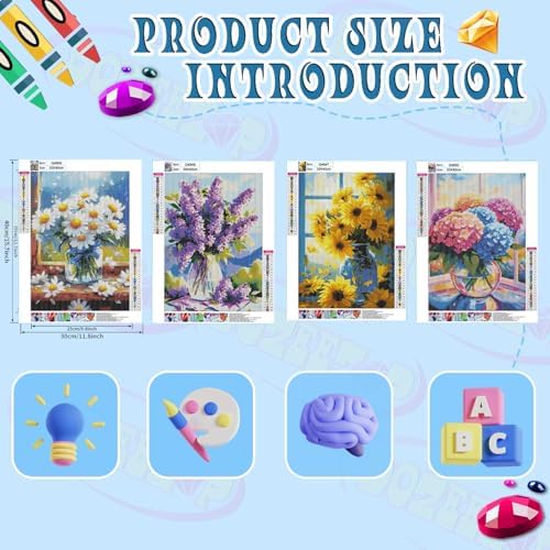 DOZEEZOP 4-Pack Diamond Art Kit for Adults, 5D Diamond Painting 12x16 Inch - Image 2
