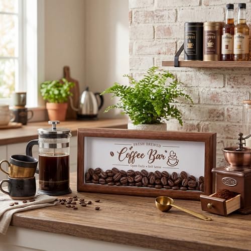 Novabright Daily Wooden Coffee Bar Stand Sign with Artificial Beans Decor - Image 5