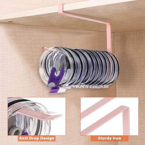 2 Pack Tumbler Lid Organizer, Versatile Tumbler Storage Holds 20 Lids Pink - Image 4
