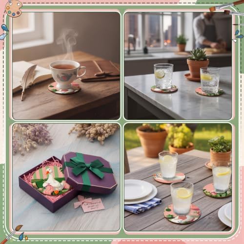 Reallnaive 8 Pcs Duck Paint by Numbers Kit for Adults Wooden Coasters - Image 5