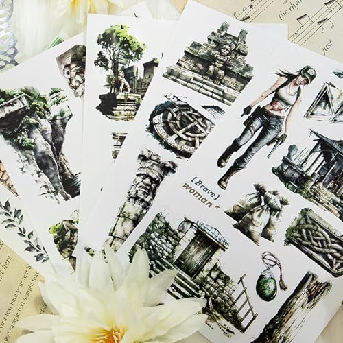 Snycler Sticker Book - 20 Sheets Vintage PET Stickers for Scrapbooking, Junk Journaling, Ephemera, and Decorative Crafts-The Forest of Tomb - Image 4