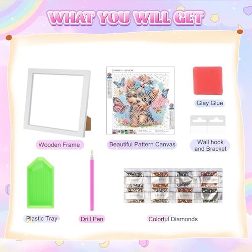 GHHKUD Dog Diamond Art Painting Kits for Adults with Frame, Diamond Art Animals Crafts for Ages 4-6-8-12, Easy to DIY Gem Painting Gifts Home Wall Decor 15x15cm (Beautiful Packages) - Image 7