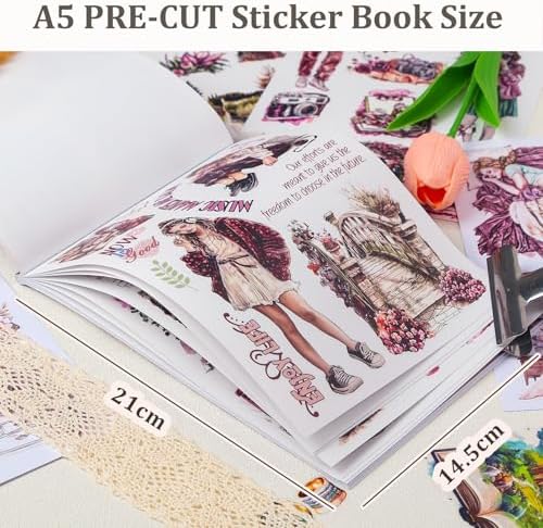 Snycler Sticker Book - 20 Sheets Vintage PET Stickers for Scrapbooking, Junk Journaling, Ephemera, and Decorative Crafts-Revel in Life - Image 3