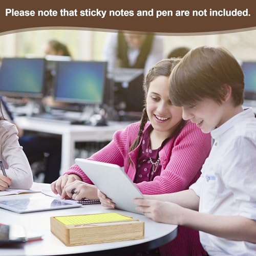 Buqoo Rubberwood Sticky Note Holder with Pen Slot 4x6 Memo Pad - Image 4