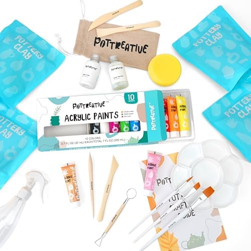 POTTREATIVE Air Dry Clay Pottery Kit - Home DIY Pottery Starter Kits with Air-Dry Clay，Sculpting Pottery Tools and Step-by-Step Guide - Great for Date Night, Arts Crafts Hobby - Image 2