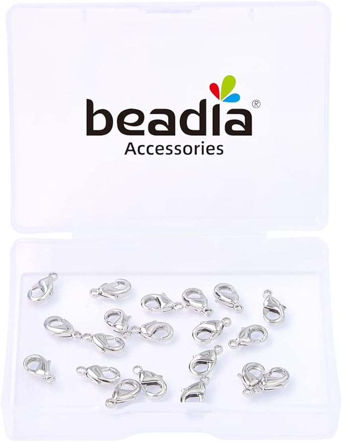 Platinum Plated Lobster Clasps Non Tarnish 10mm 20pcs for Jewelry Making Findings