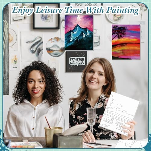 Sherr 12 Pcs Pre Drawn Canvas Pre Printed Canvas for Adults Sip and Paint Party Canvases Painting Kit for Summer Easter Mother's Day Party Favor(Natural Scenery,8 x 10 Inch) - Image 6