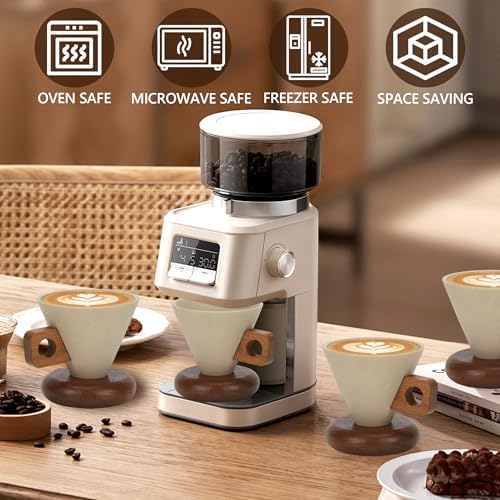 9oz Retro Ceramic Coffee Mug with Detachable Wooden Handle & Base - Image 5