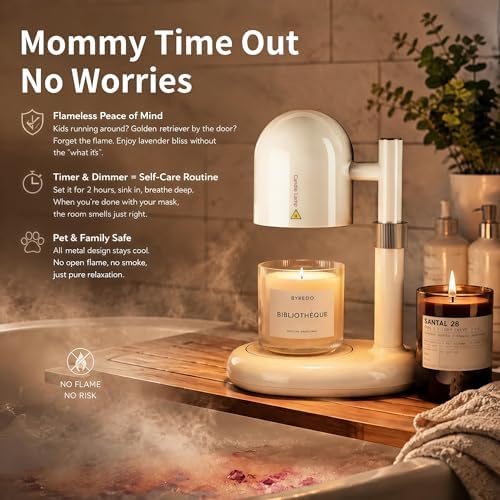 All-Metal Candle Warmer Lamp with Timer & Dimmer, Heavy Duty Adjustable Height Melt Warmer for Jar Candles, Durable Wax Warmer Lamp with 2 GU10 Bulbs, Gifts for Home Decor - Image 6
