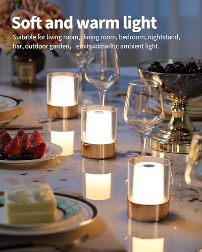 4" Gold Cordless Table Lamp 2 Pack, Outdoor Rechargeable Lamp - Image 2