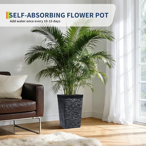 Garvee 16" Tall Planters Set of 2, Outdoor＆Indoor Planter Pots, Black - Image 5