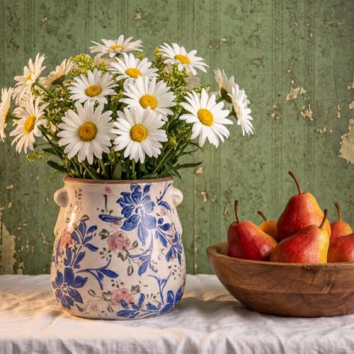 Ceramic Scroll Planter 6.5 Inch, Blue, Red - Image 6