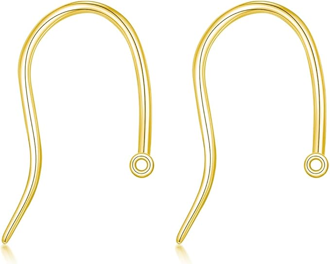 14K Real Gold Earring Hooks for Jewelry Making Fish Hooks 14K Yellow Gold Earring Findings for Earrings Jewelry Making(Style 6)