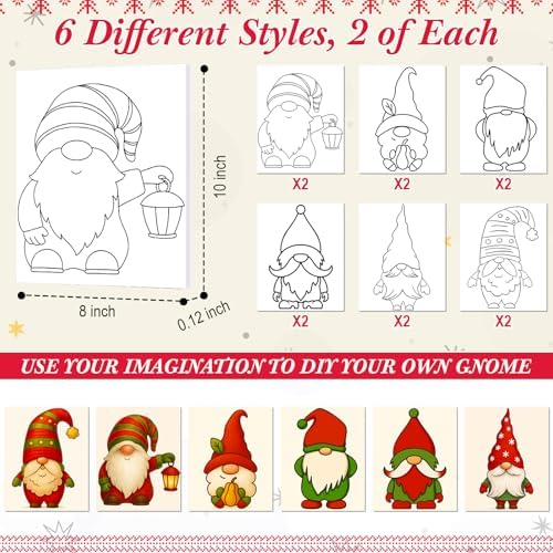 Marspark 12 Set Christmas Gnomes Pre Drawn Canvas Pre Printed Canvas Set - Image 4