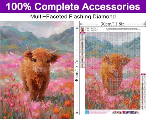 Highland Cow Diamond Art Kits for Adults, Diamond Painting Kits for Adults - Image 4