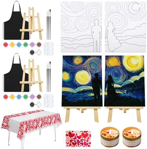 VOCHIC Sip and Paint Kit for Adults Couples Pre Drawn Canvas to Paint by VOCHIC