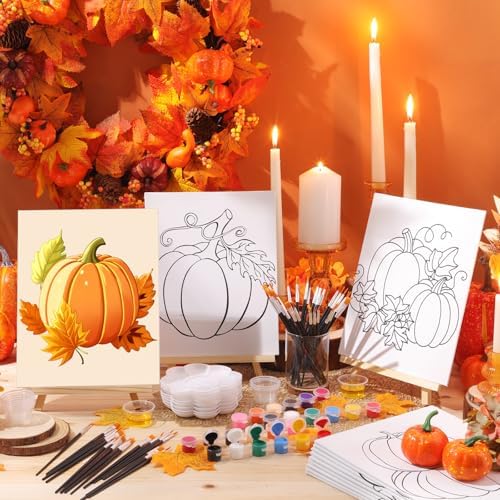 Marspark 12 Set Fall Pumpkin Pre Drawn Canvas Pre Printed Canvas Set - Image 2