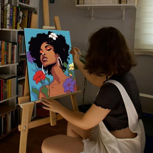 Sherr 24 Pcs Pre Drawn Canvas for Adult, Afro Lady, 8 x 10 Inch - Image 2