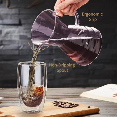 Unbreakable - Pour Over Coffee Maker with Permanent Stainless Filter 27 fl oz, Thickened Heat-Resistant Borosilicate Glass Dripper Coffee Brewer, Stovetop Safe, Pink - Image 2