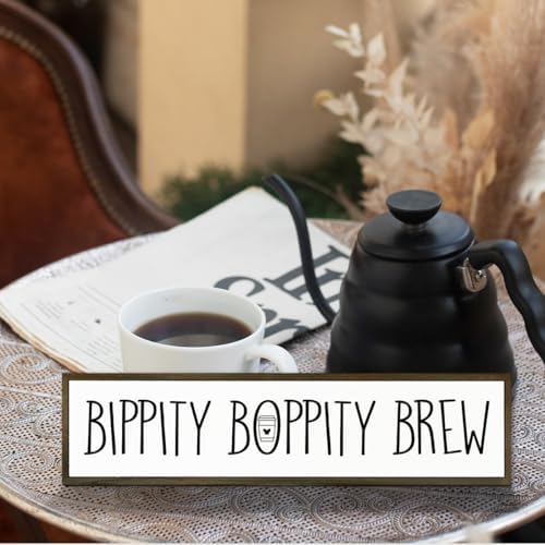 Coffee Wood Sign, Cute Coffees Decoration, Country Farmhouse Decor for Home Kitchen, Wooden Hanging Signs, Rustic Coffee Station Decor, Coffees Lover Gift, Bippity Boppity Brew Sign, 17.8x4x1.2 inches - Image 5