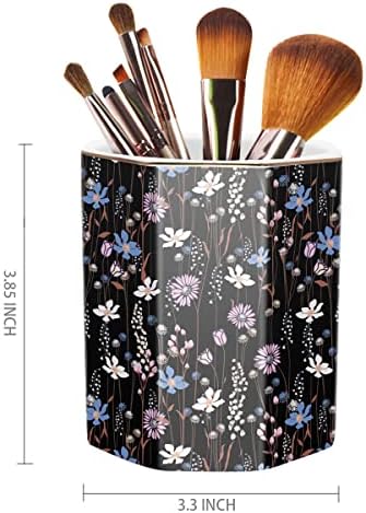Ceramic Floral Pen Holder for Desk, Cute Large Capacity Colored Pencil Organizer for Office, Makeup Brush Holder for Girl Women, Black Flower - Image 2