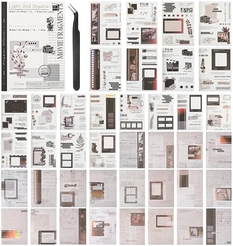 Vintage Washi Stickers Book for Journaling, 180pcs Aesthetic Film Journal Stickers and 20 Sheets Adhesive Scrapbook Papers for Junk Journal Supplies Ephemera Sticker Book for Adults DIY Art Crafts by Ahmagen