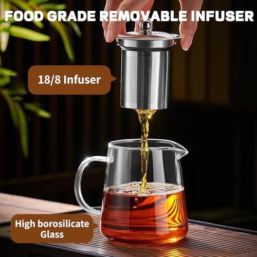 Glass Teapot, Tea Pot with Removable Infusers for Loose Tea, Borosilicate Glass Tea Kettle Tea Maker Stovetop for Party, Camping,Travel (950ML) - Image 2