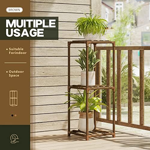 Bamworld Single Plant Stand Indoor 3 Tier Plant Shelf Outdoor - Image 2