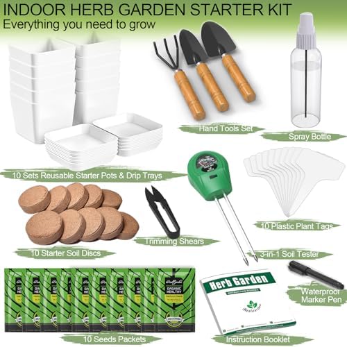 Indoor Herb Garden Kit – 10 Non-GMO Herb Seeds with Soil, Pots & Moisture Meter – Easy Windowsill Gardening Starter Set – Unique Gift for Gardeners, Home Chefs & Families - Image 3