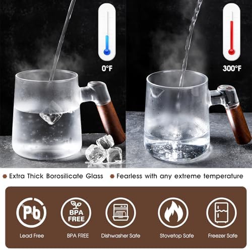 Glass Tea Cup with Infuser and Lid 18.6oz/550m, Tea Infuser Mug for Loose Leaf Tea, Heat Resistant Tea Mug with Wooden Handle Gift for Family - Image 4